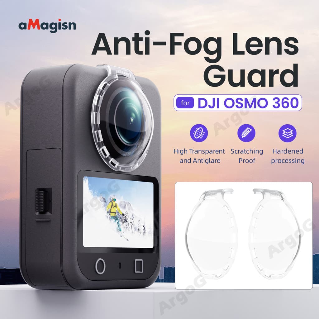 aMagisn Protetor de lente antiembaçante p/ DJI Osmo 360, design ventilado, FOV amplo Acessórios Osmo 360