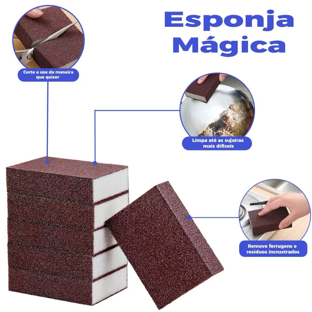 Esponja Mágica Multiuso para Remover Manchas e Ferrugem de Utensílios de Cozinha