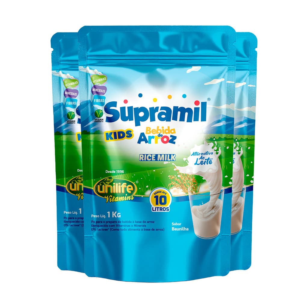 Kit 3 Supramil Bebida de Arroz Kids Unilife 1Kg