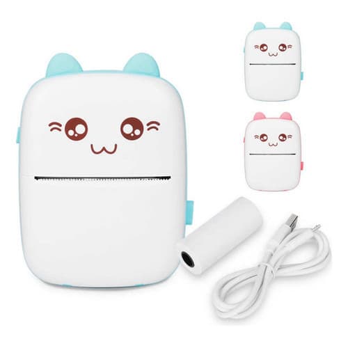 Mini Impressora Térmica Portátil Sem Fio Bluetooth Gato