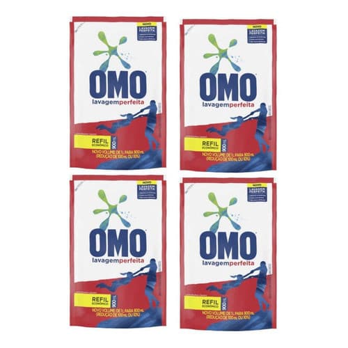 Sabão Omo Líquido Refil Lavagem Perfeita 900ml 4un