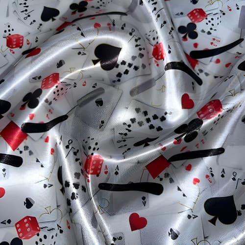 Tecido Cetim Estampado Cartas Navalhas Dados 544 01 Estampado