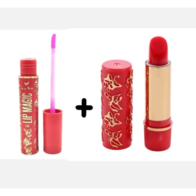 Kit2 Mágico Da Vovó - Gloss Labial Lip Magic + Batom Longa Duração 24 Horas Vovó-HOT SALE