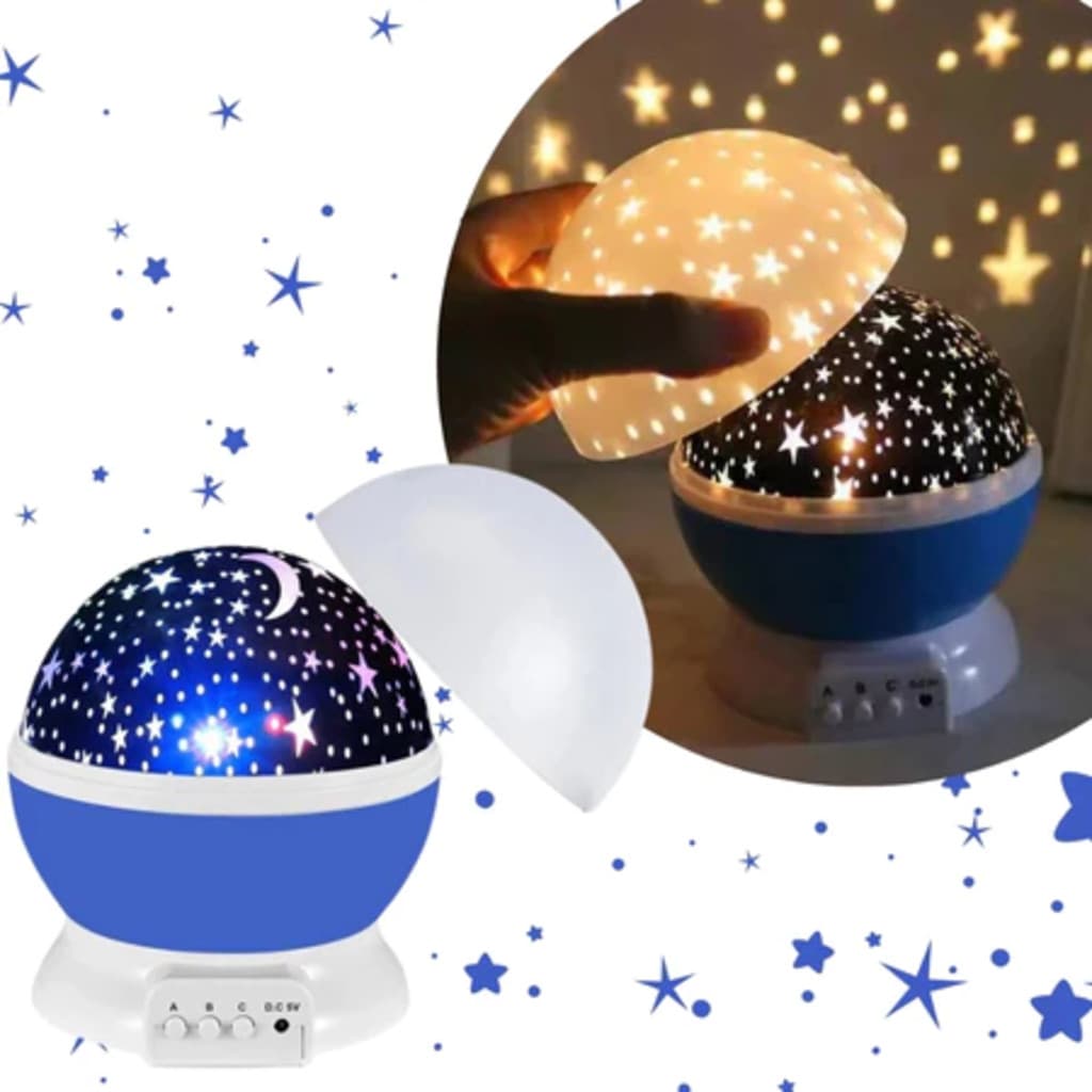 Luminária Projetor Abajur Infantil Estrelado lua Estrela 360º Galaxy Star Master Projetor De Estrela