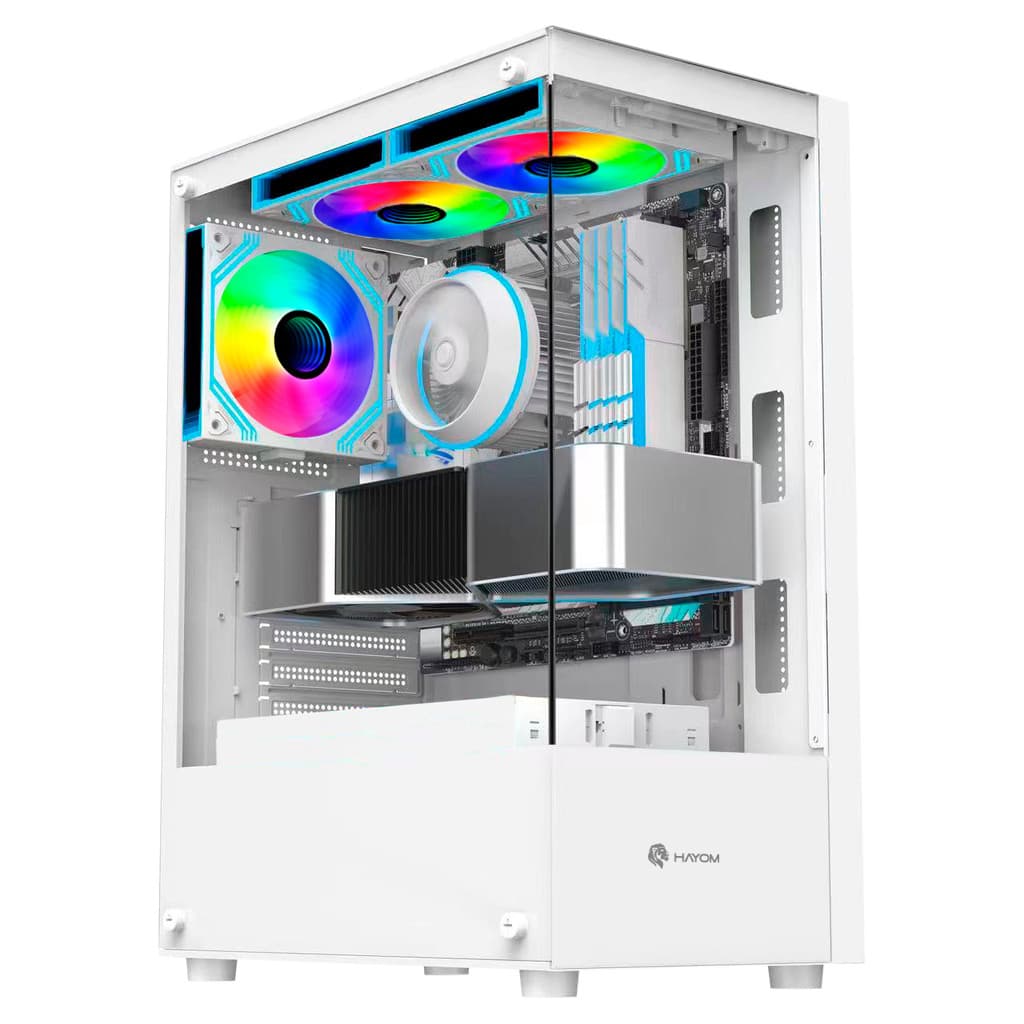 Gabinete Gamer Hayom Branco ATX RGB Vidro C/ 3 FANS GB1793