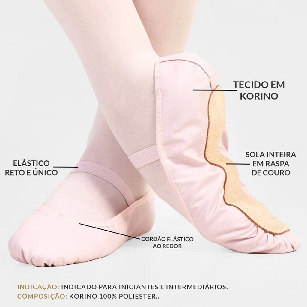 Sapatilha de Ballet meia ponta em Couro Sintético Bale