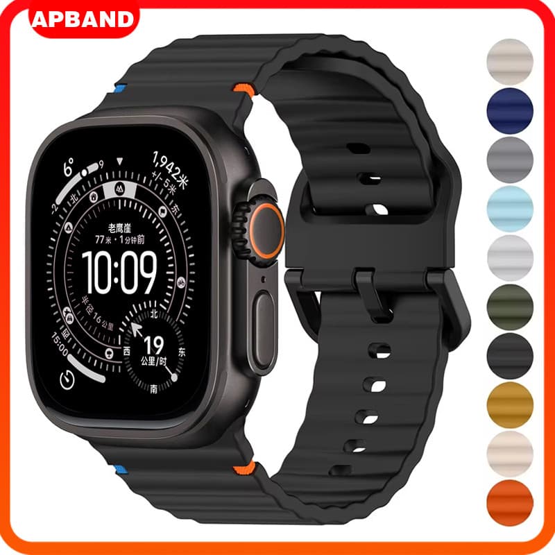 Pulseira De Silicone Para Relógio Iwatch Apple Watch Ultra 3 2 49 40 44 41 45 42 46 38mm Series 11 10 9 8 7 SE 3 6 5