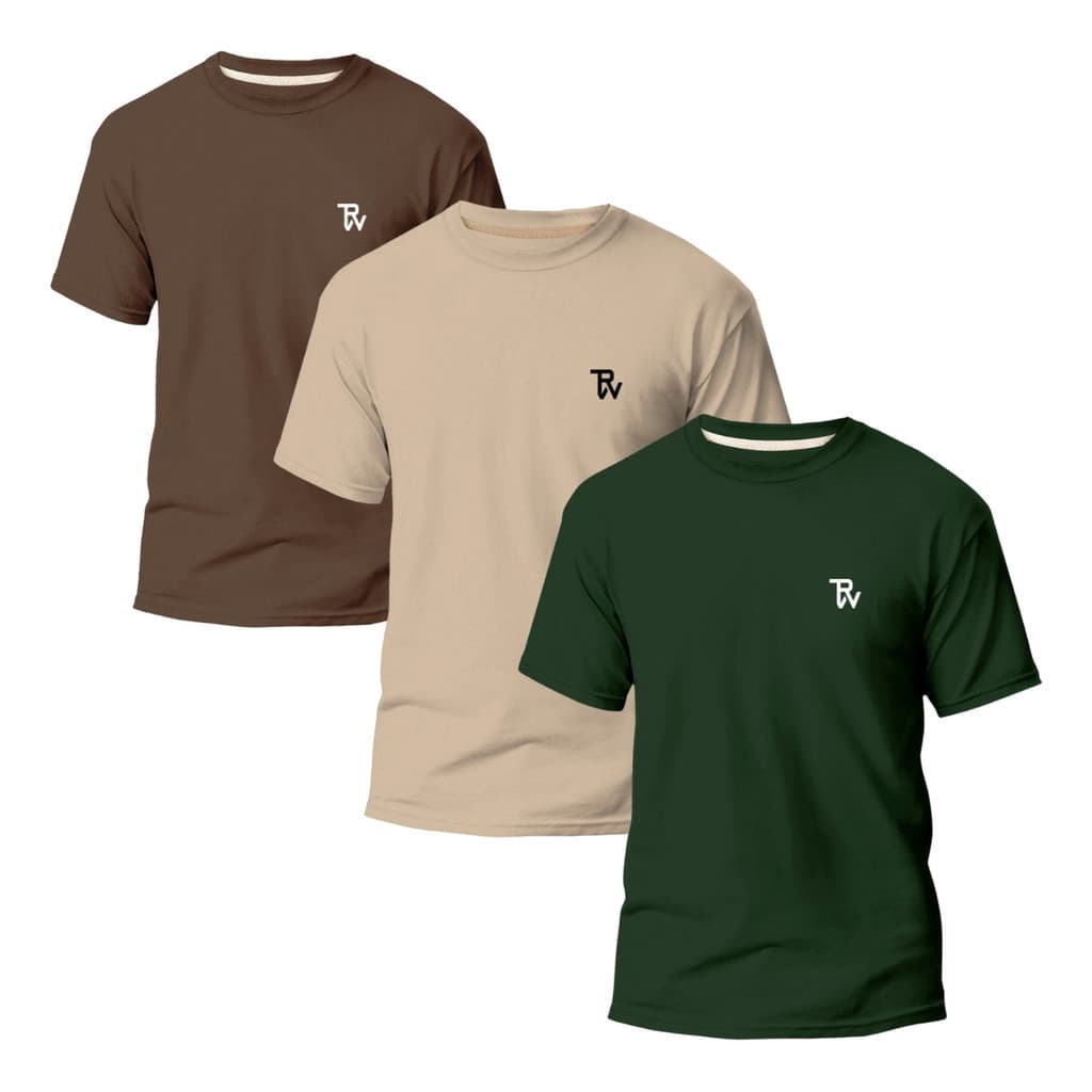 Kit 3 Camisetas Básicas Masculina Slim Algodão T01