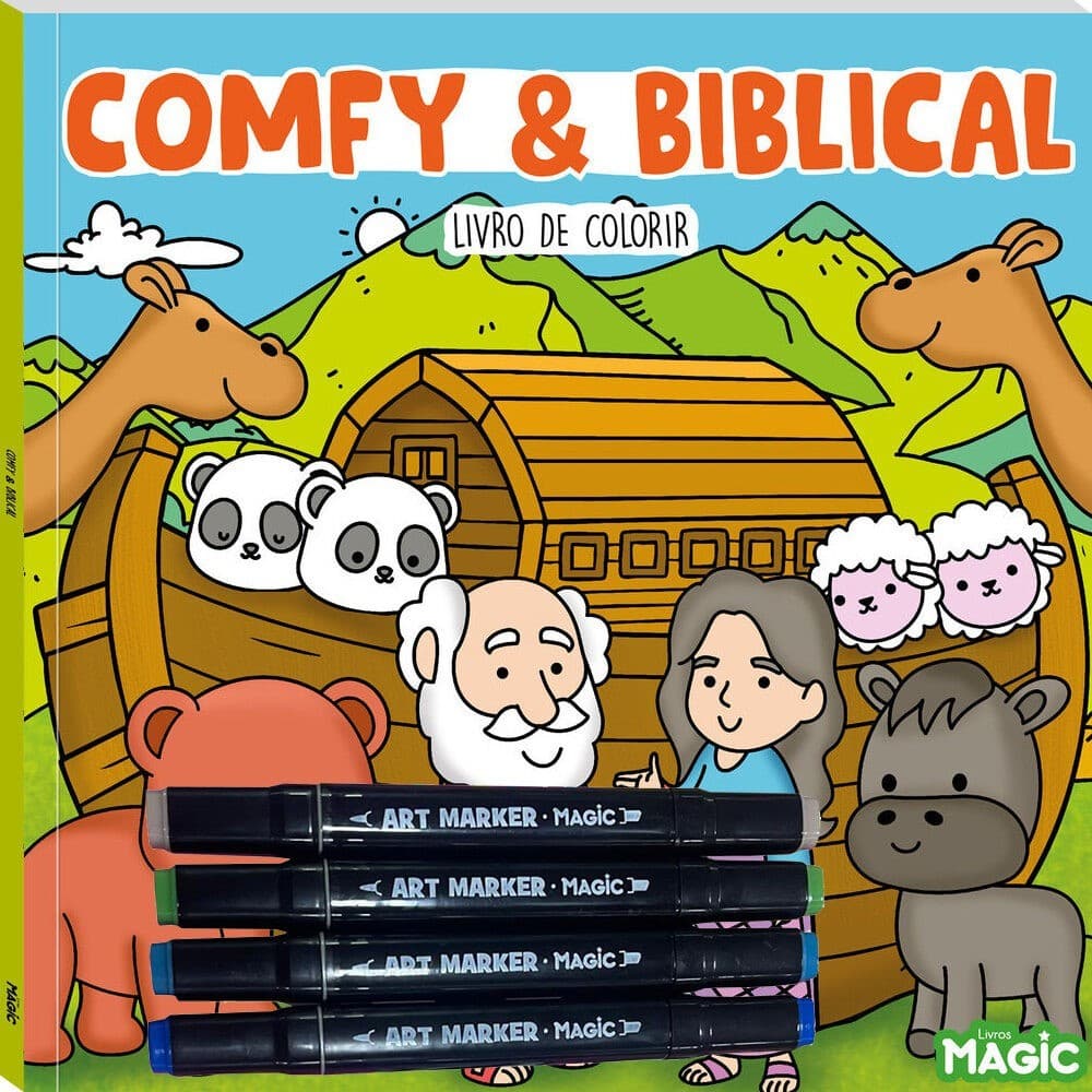 Livro de Colorir Comfy and Biblical - Com 4 Canetinhas Touch - Tik Tok