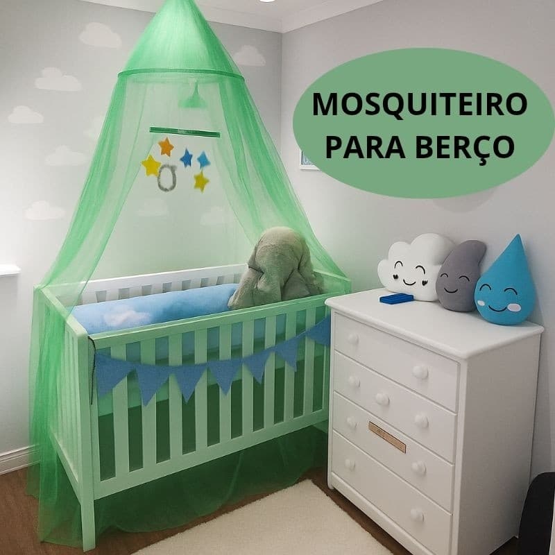 Mosquiteiro de Teto  para Berço SEM ABERTURA, Renda Micro Furos Proteção para seu Bebê (mosquiteiro de berço)