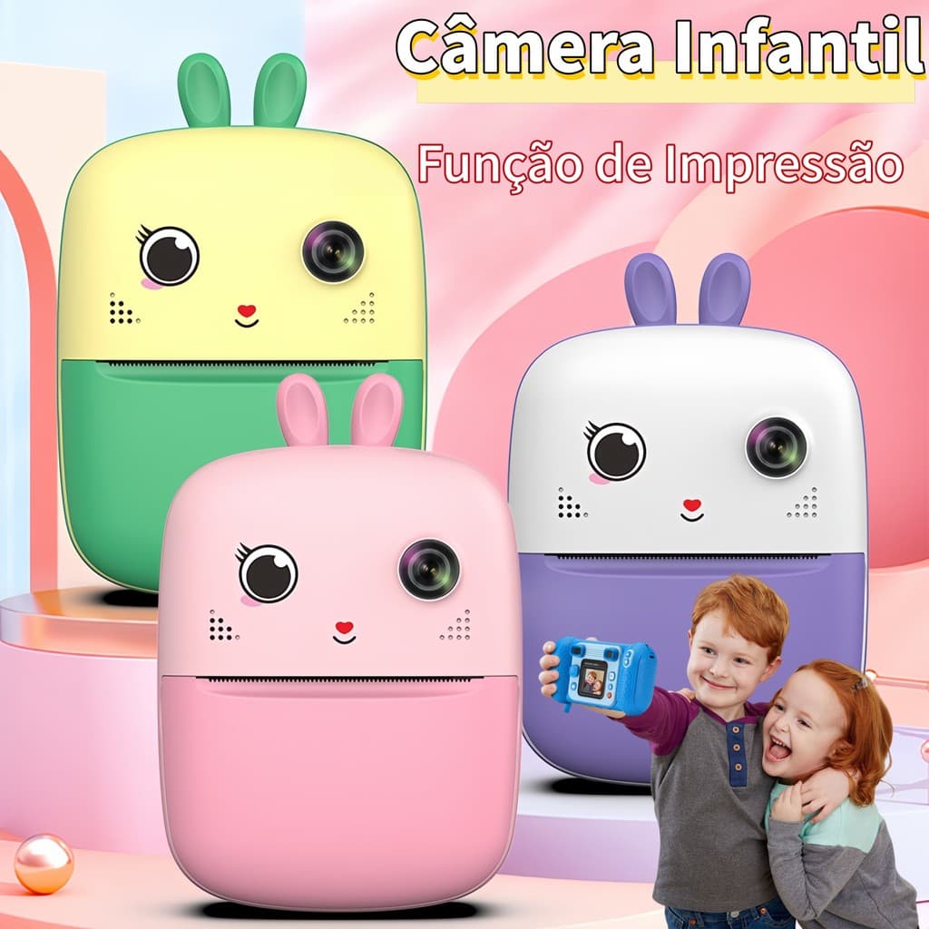 Câmera Digital Infantil com impressão e gravação de vídeo–perfeito para presentear meninos e meninas