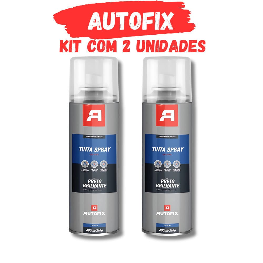 Kit 2 Tinta Spray Uso Geral 400ml - Preto Brilhante OK MAX