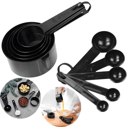 1 Jogo C/ 5 Xícaras + 5 Colheres Medidor Profissional Medida