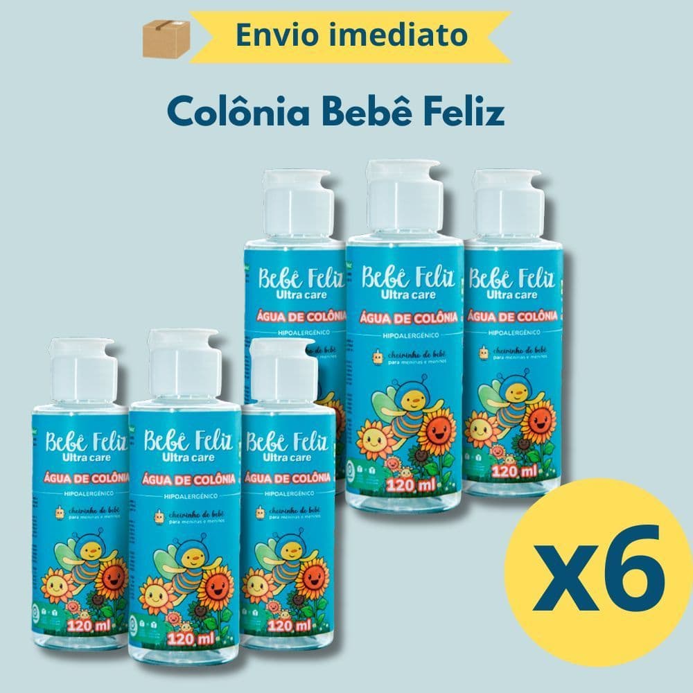 KIT C/6 ÁGUA DE COLÔNIA BEBÊ FELIZ LANÇAMENTO CHEIRINHO DE BEBÊ