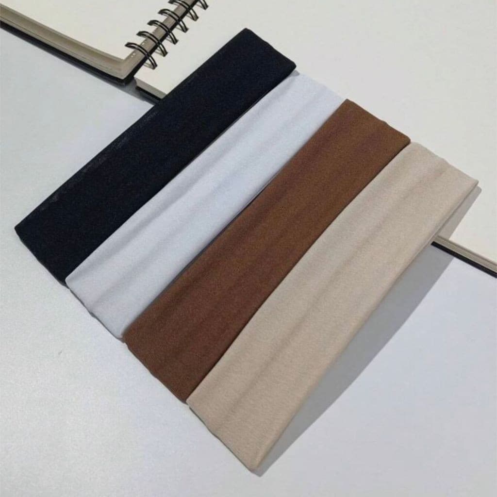 4 Faixas de Cabelo Penteados e Esportes Branco, Preto, Marrom Claro e Marrom Escuro