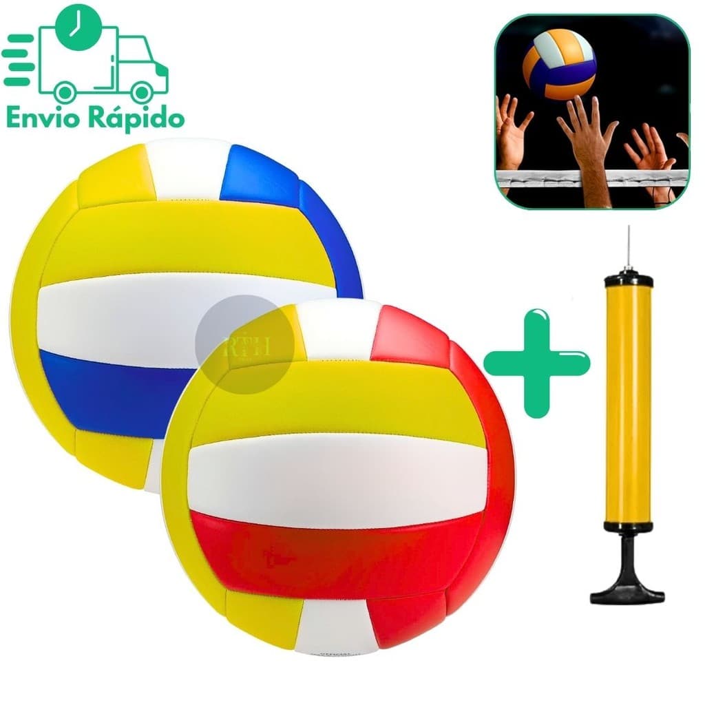 Bola De Vôlei E Bomba De Ar Portátil Manual Jogos Para Praia E Quadra Diversão