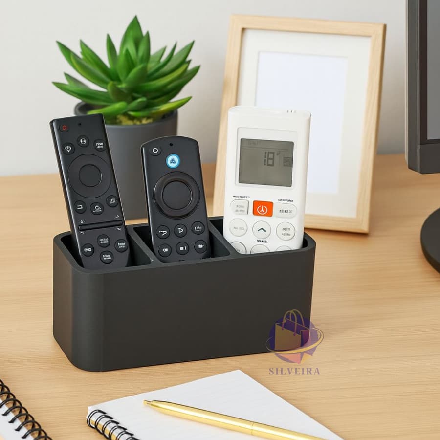 Porta Controle Remoto TV Ar Condicionado Com 3 Divisórias Organizador