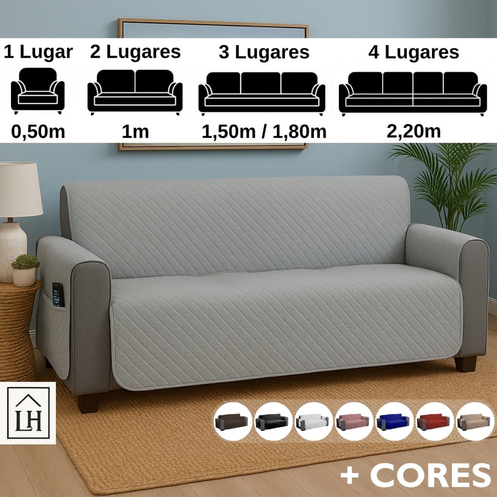 Protetor de Sofá 1 2 3 4 Lugares Retrátil Capa Protetora Matelada para Proteger Porta Objetos