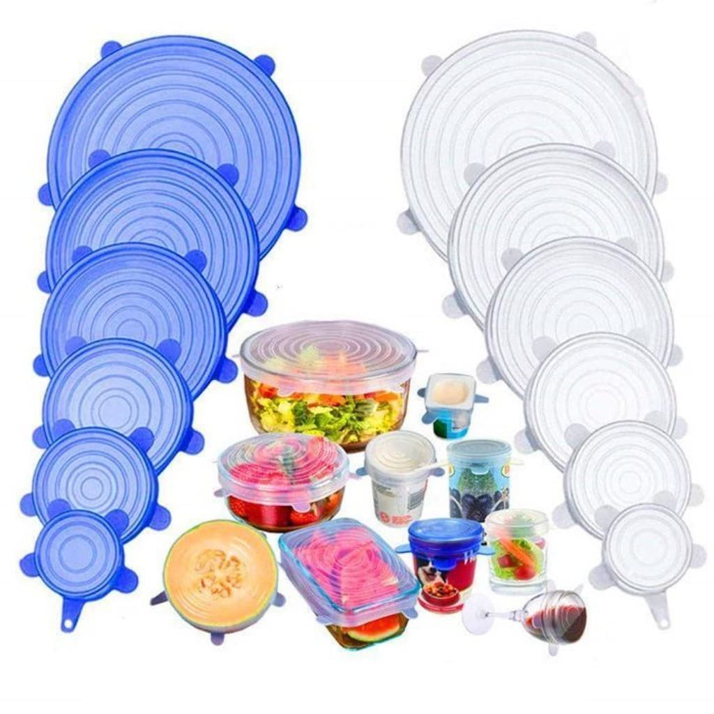 Conjunto de 6 peças Universal reutilizável tampa de pote de silicone cozinha geladeira tampa de vedação de silicone