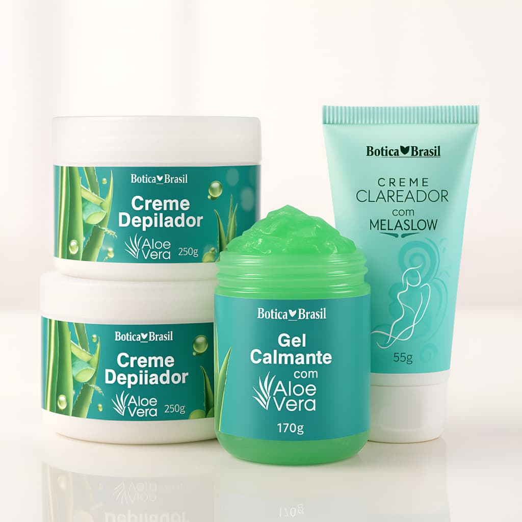 Kit Depilação Corporal Creme Depilador Gel Pós Clareador