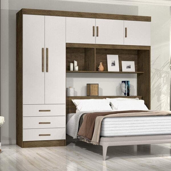 Guarda-Roupa Casal 5 Portas com Baú Cancun  Jequitiba/Off White