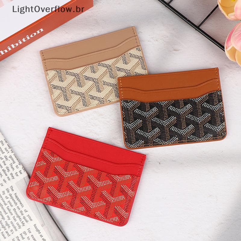 [LightOverflow] Porta-Cartões De Identificação De Couro Bolsa De Moedas Mulheres Homens Capa Para Cartão De Visita Banco