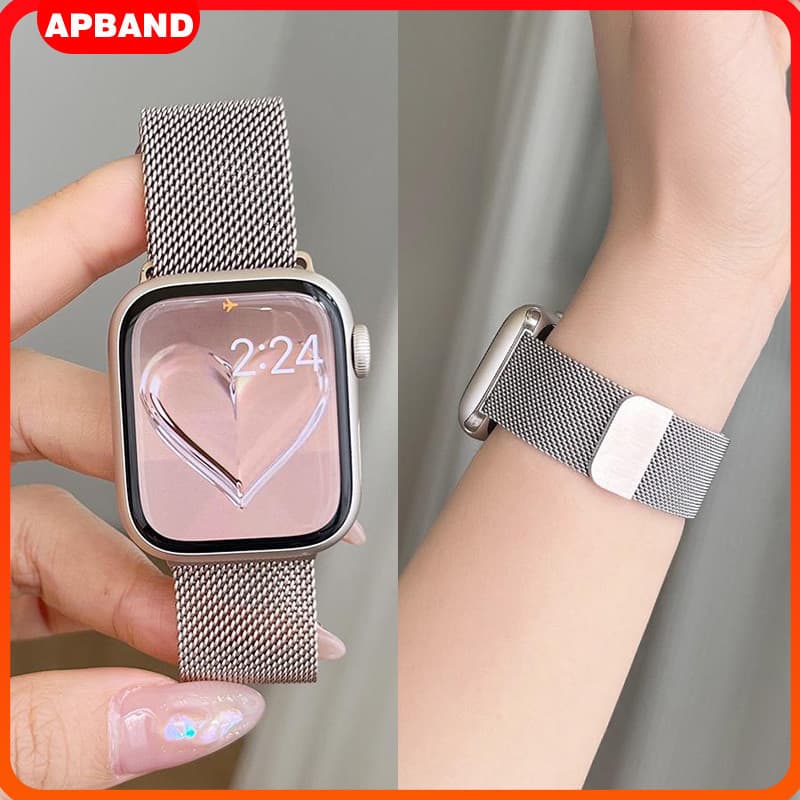 Pulseira De Milanesa Aço Para Relógio IWatch Apple Watch Ultra SE 3 2 Serie 11 10 9 8 7 6 5 4 46 49 45 41 44 40 42mm