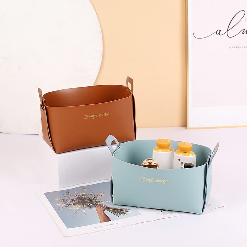 Cesta Multifuncional De Couro Para Armazenamento De Produtos De Higiene Pessoal E Cosméticos