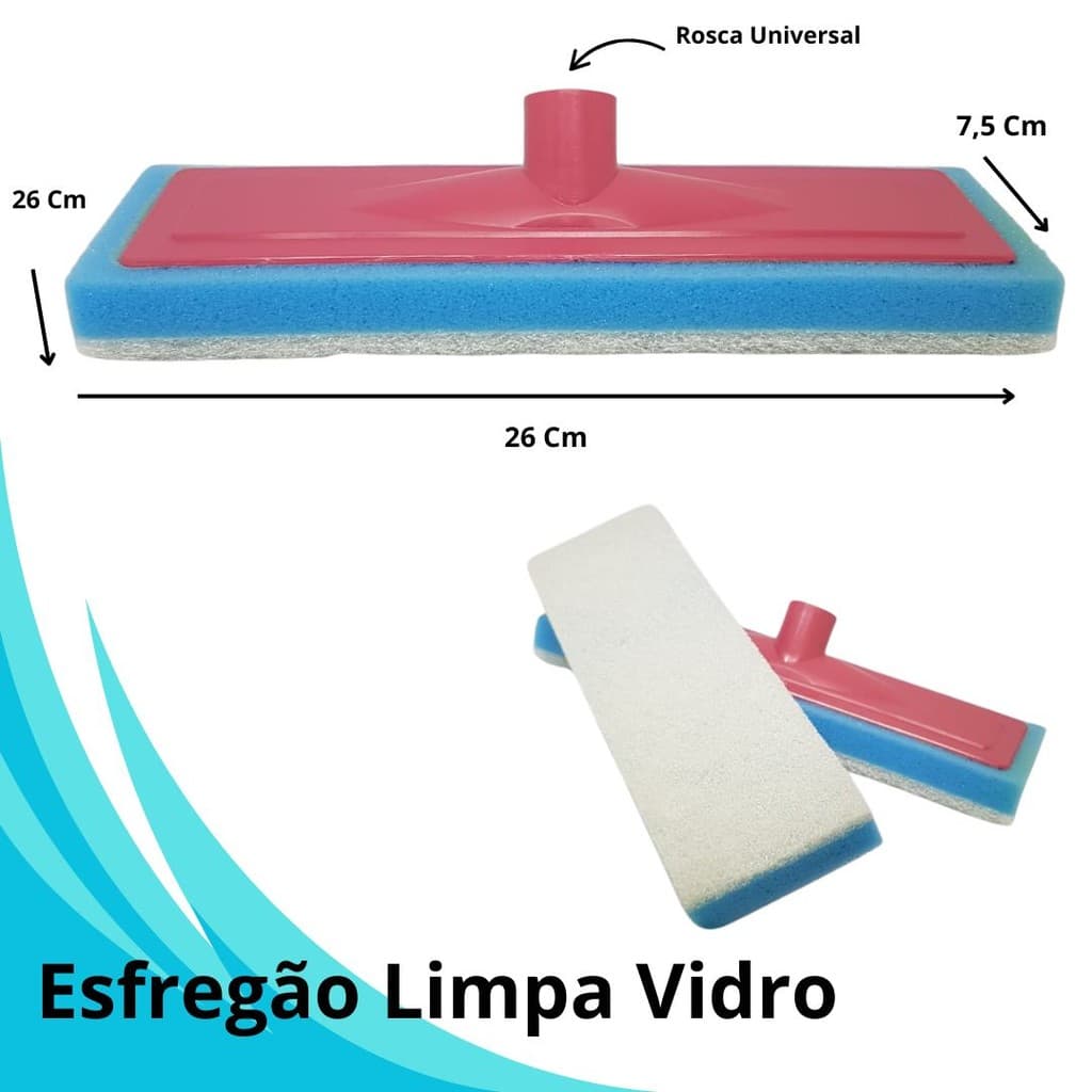 Esfregão Limpa Vidro Lava Piso Porcelanato  Multiuso Rodo Abrasivo Mop Sem Cabo-NEW