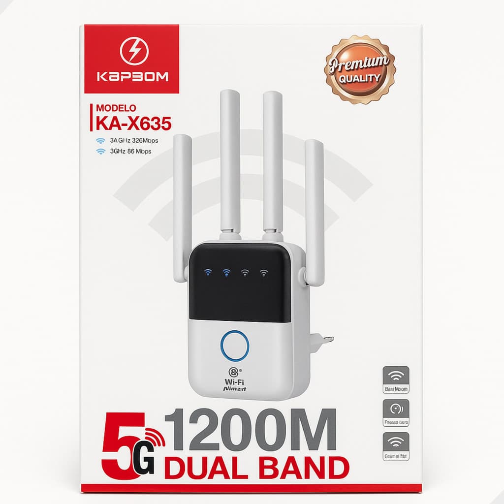 Repetidor Wi-Fi Dual Band 1200Mbps 2.4G + 5G Amplificador de Sinal Wireless Ultra Rápido Bivolt