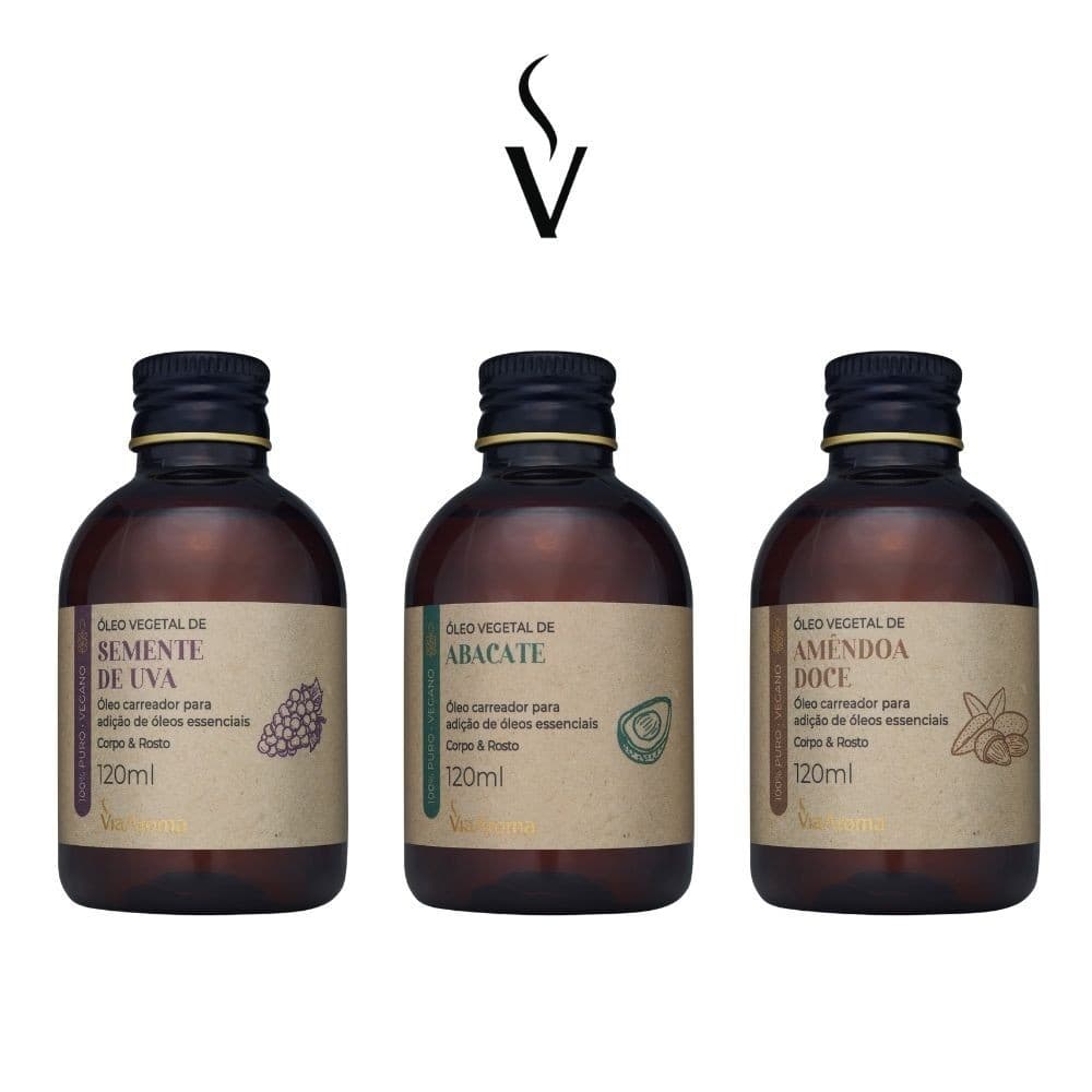 Óleo Vegetal Via Aroma 120ml – Escolha sua Fragrância e Tipo de Óleo