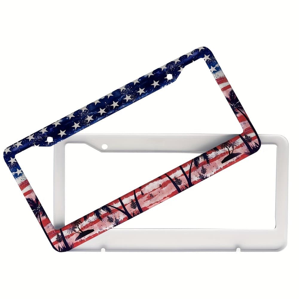 Jit, 3 veículos, estrutura de placa de licença em polegadas 2 carro estilo aço inoxidável 6, 2 pacotes patrióticos, cami