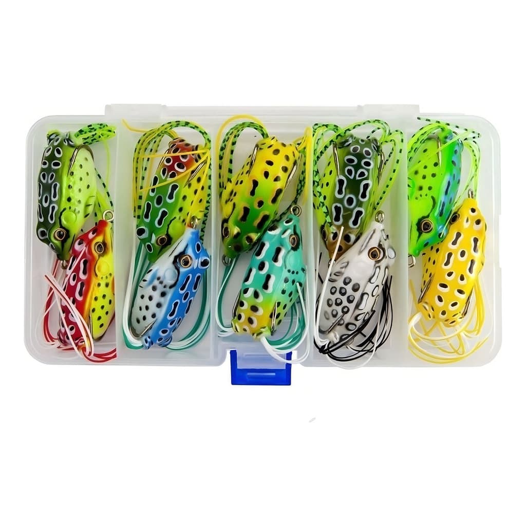 KIT 10 Iscas para pesca Artificial Frog Sapinho sapo Anti Enrosco + Estojo