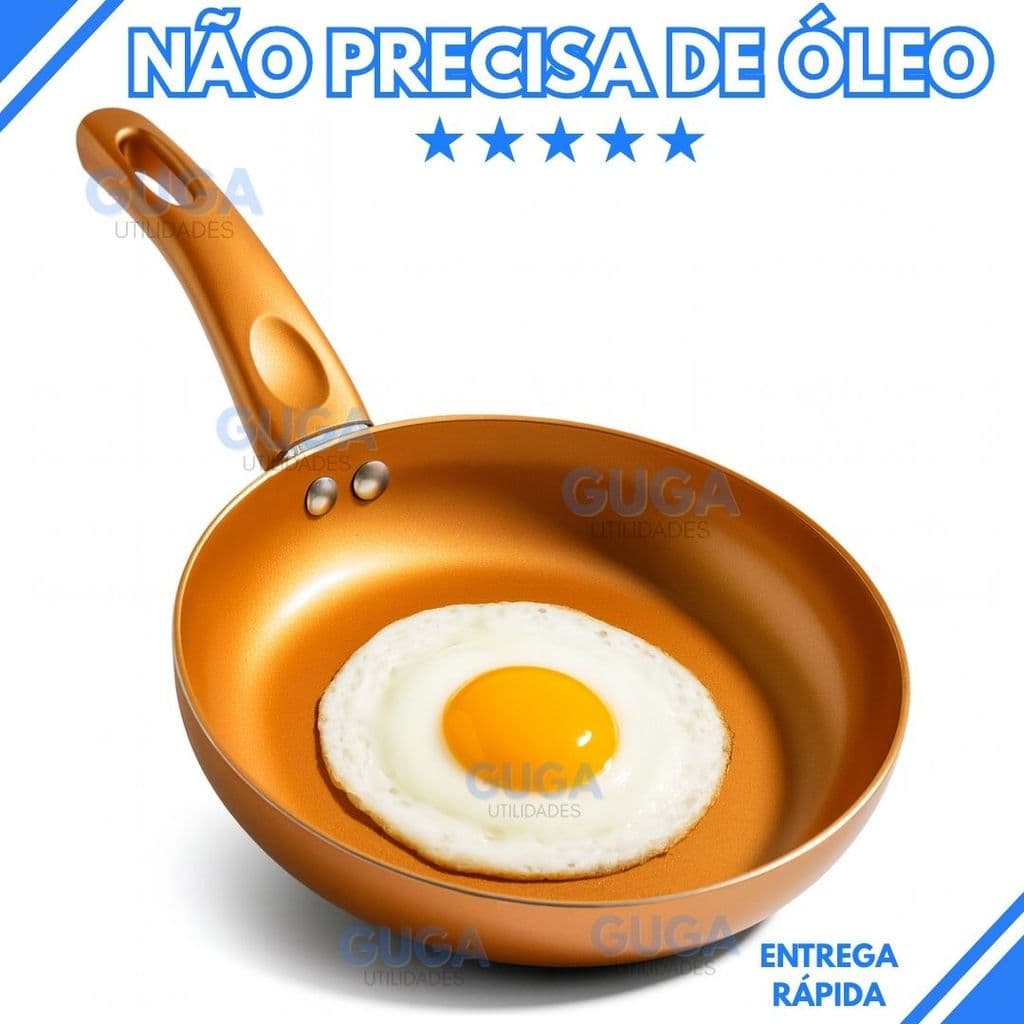 Frigideira Cobre Antiaderente em Cerâmica Premium – Alta Durabilidade e Uso Sem Óleo Não Gruda Ovo, Kit Natal
