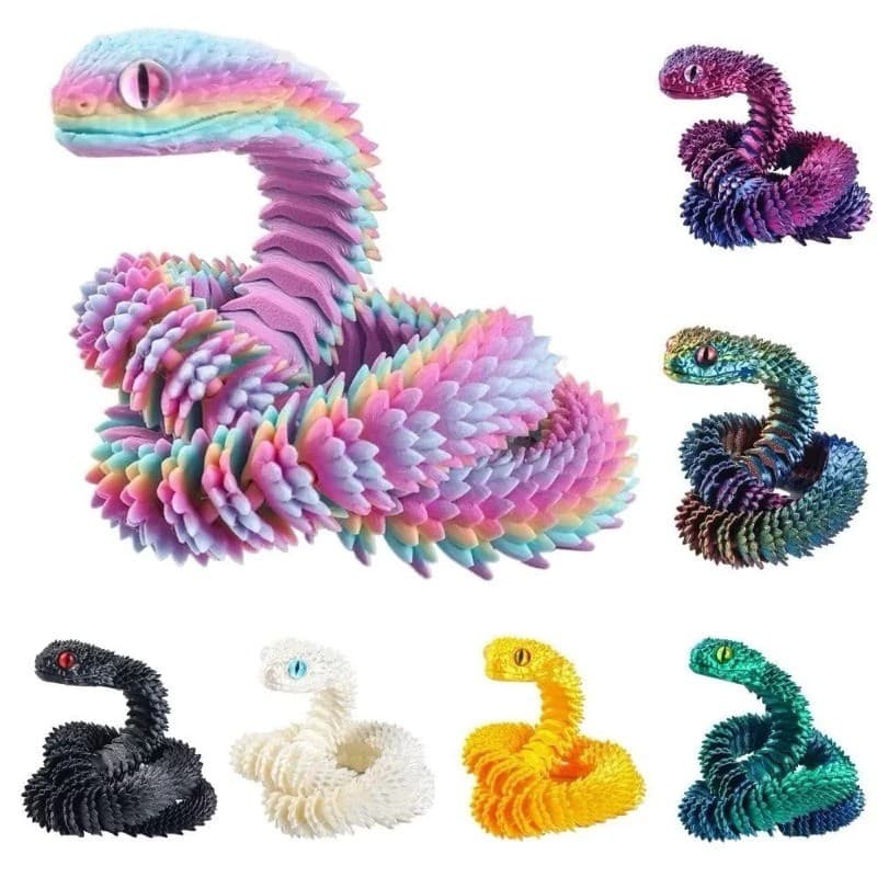Cobra Impressa Em 3D multi-Cor animal PLA Brinquedo 22cm Giratório Divertido E Engraçado Simulada Decoração De Casa Hall