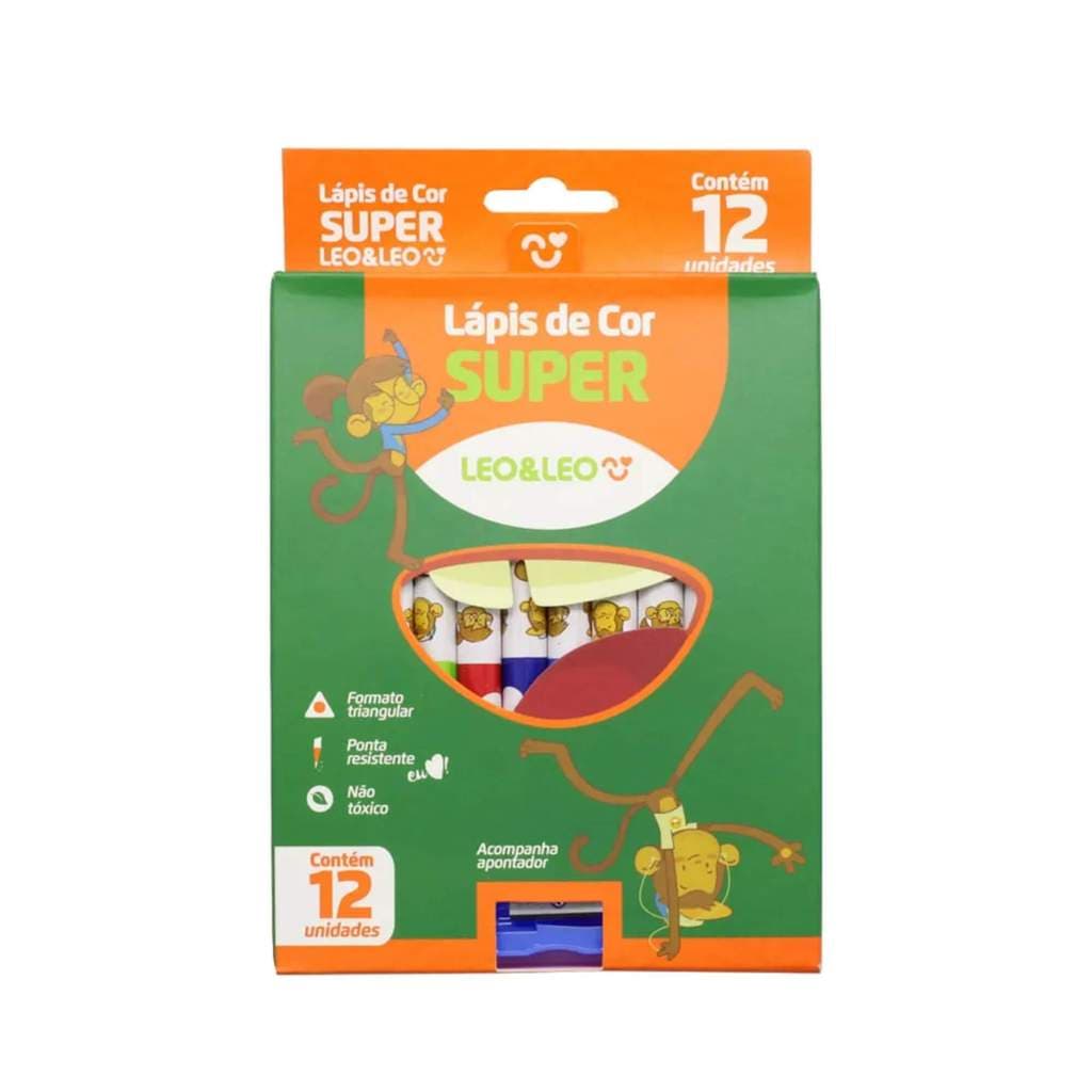 Lápis 12 Cores Super Triangular com Apontador (Cor Sortida) Leo&Leo Leonora - 4393