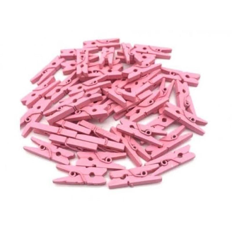 Mini pregador prendedor rosa bebê madeira pequeno 2,5 cm 15 ou 50 unidades lembrancinha artesanato