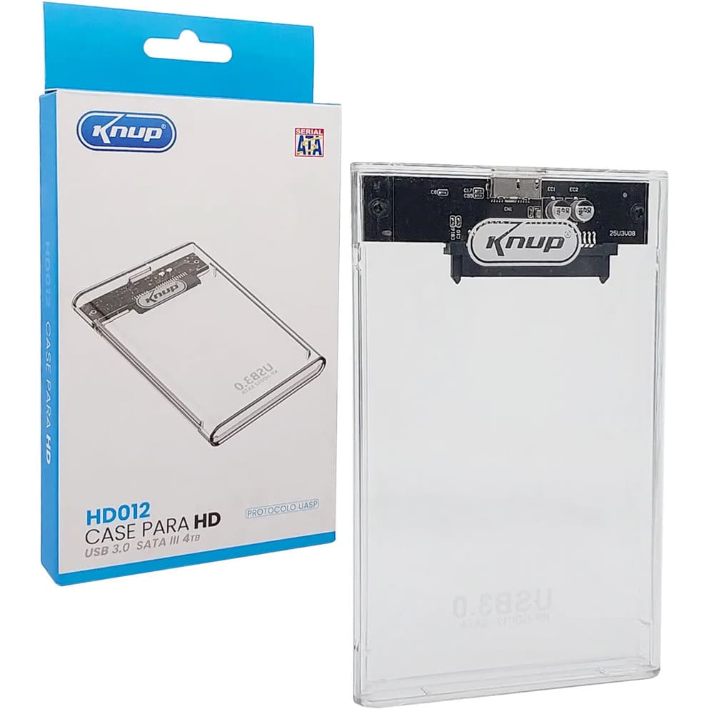 Case Transparente Gaveta para HD Externo 2.5 SATA USB 3.0 KNUP - KP-HD012