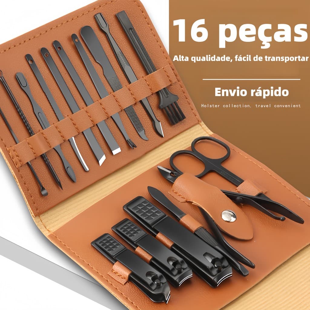 KIT 16 Pçs/Set Professional Aço Inoxidável Cutícula Nippers Cortador De Unhas Ferramentas