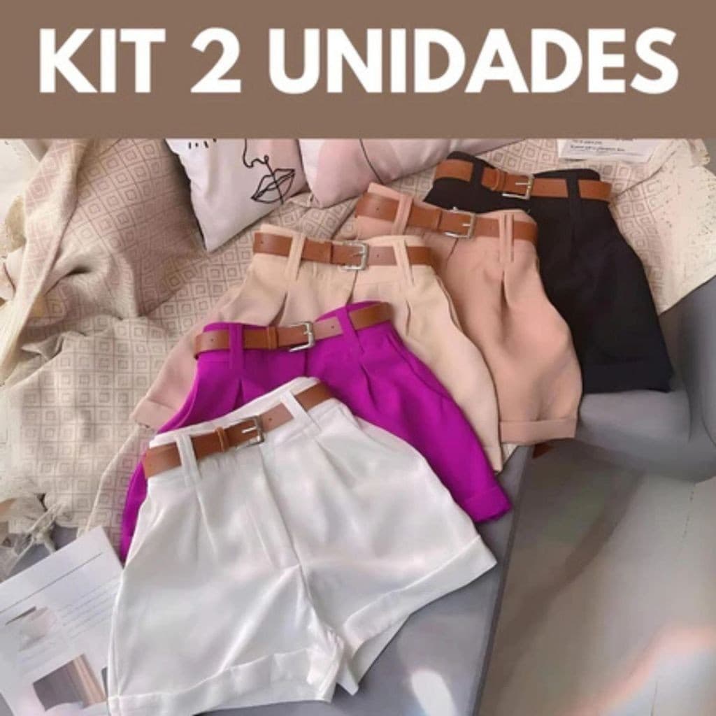 Kit 2 Shorts Alfaiataria Feminino Cintura Alta ENVIO IMEDIATO P AO GG