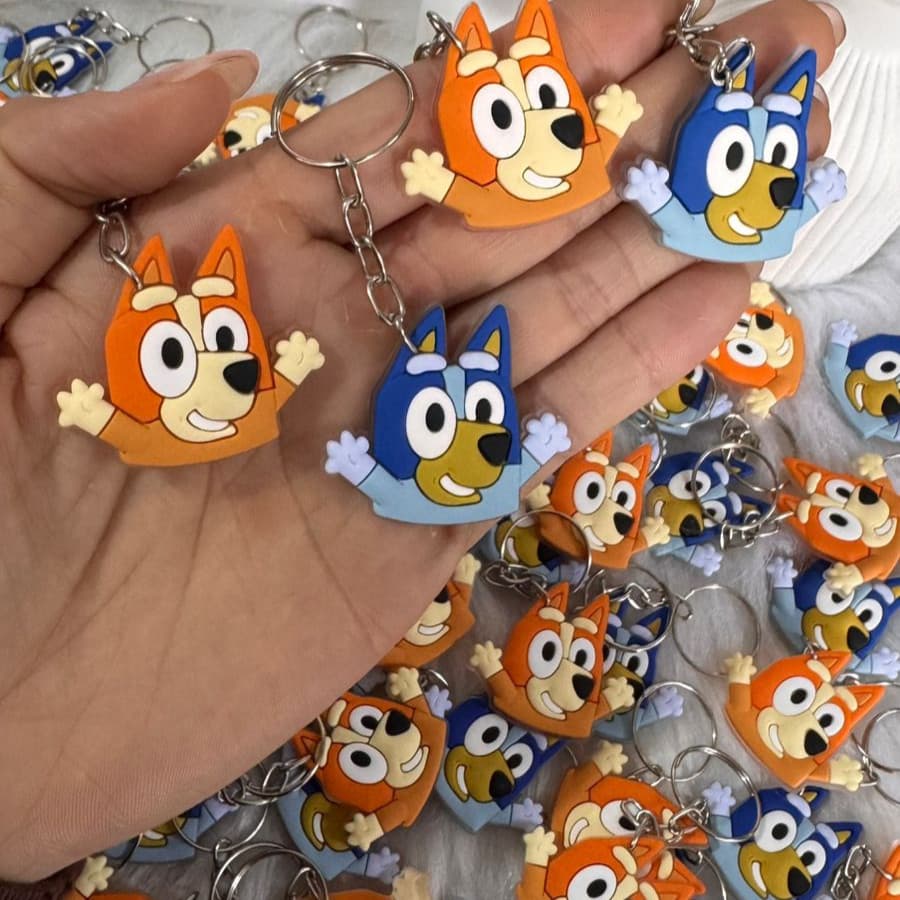 Chaveiro Bluey e Bingo Emborrachado Colecionável 10/20/30/40/50 Unidades Festas Temáticas Lembrancinha Aniversario