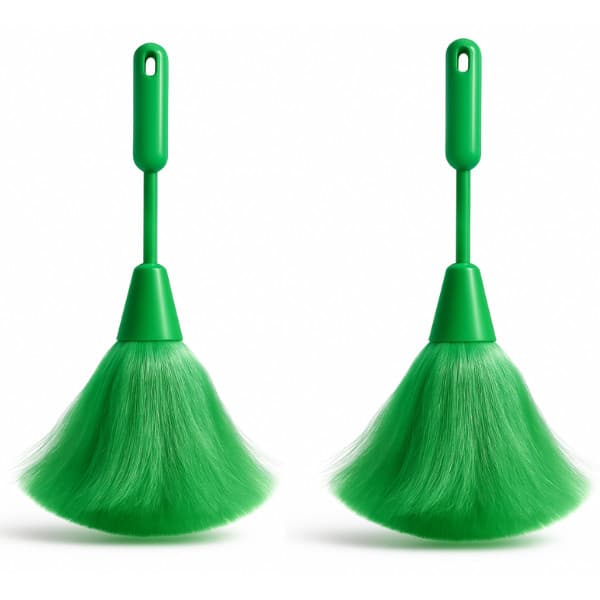 Kit 2 Espanadores de Nylon Sintético Cabo Plástico Verde