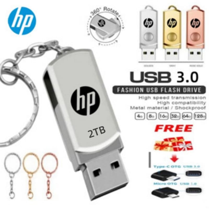 Unidade Flash HP 2 Tb De Alta Velocidade OTG USB3.0 1 512 Gb 256 128 64 USB 32 16 Pen Drive À Prova D'água Computador Un