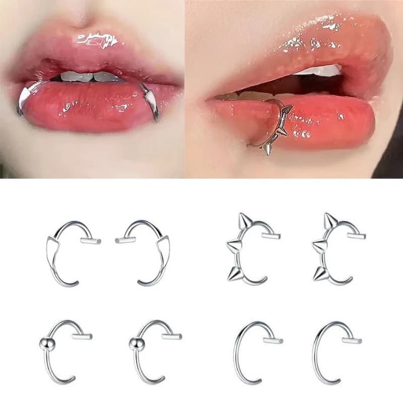 Piercing falso de aço inoxidável com clipe para piercing labial unissex