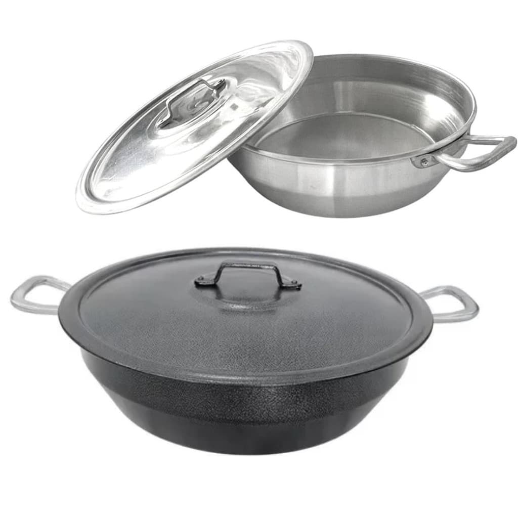 Panela Tacho 32cm 8 litros C/ tampa Craqueado ou Polido Em Alumínio Grosso