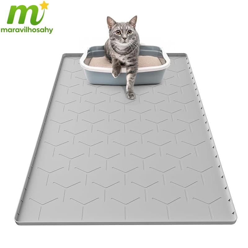 Tapete Silicone para animais de estimação Design à prova d'água Adequado para caixa de areia para gatos Fácil de limpar