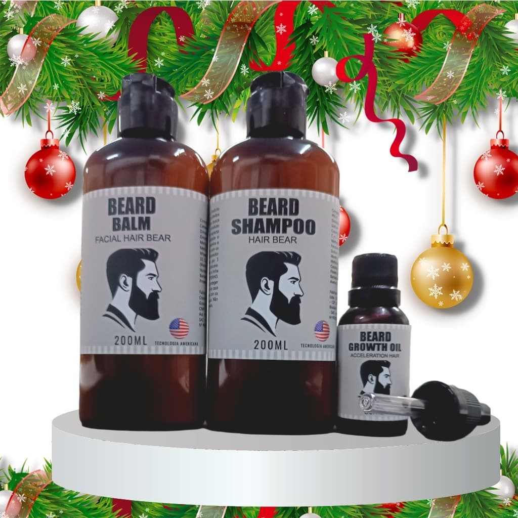 Kit Balm, Óleo para Barba e Shampoo Facial Tecnologia Americana - Alkmena M-08