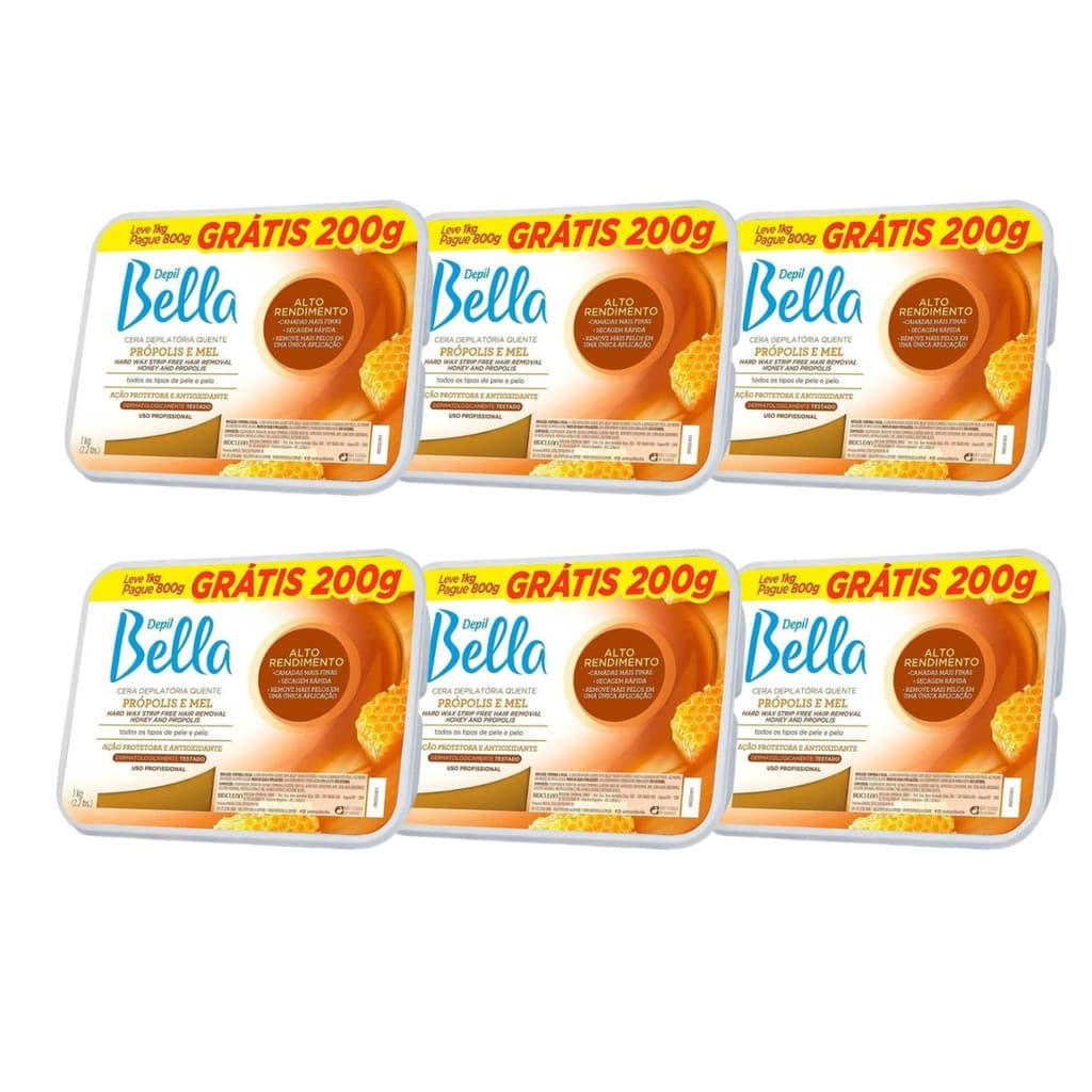 Kit Depil Bella Cera Própolis e Mel 1kg - 6 unidades