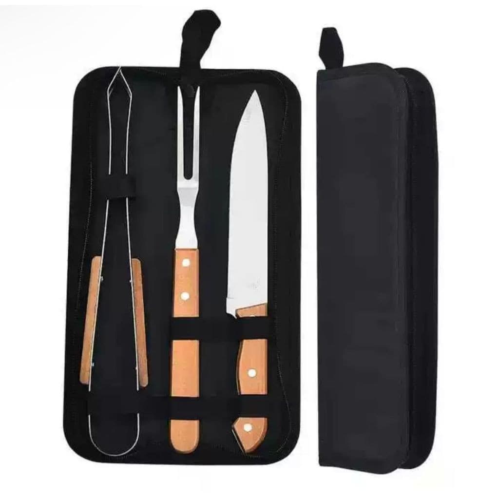 Kit de Churrasco de Conjunto de 3 Peças Aço Inox Com Estojo WL-2535