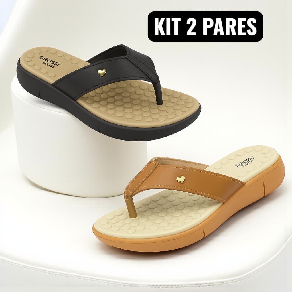 Kit 2 Pares Chinelo Ortopédico Feminino Tamanco Confortável Sandália Anatômica Massageador Antiderrapante